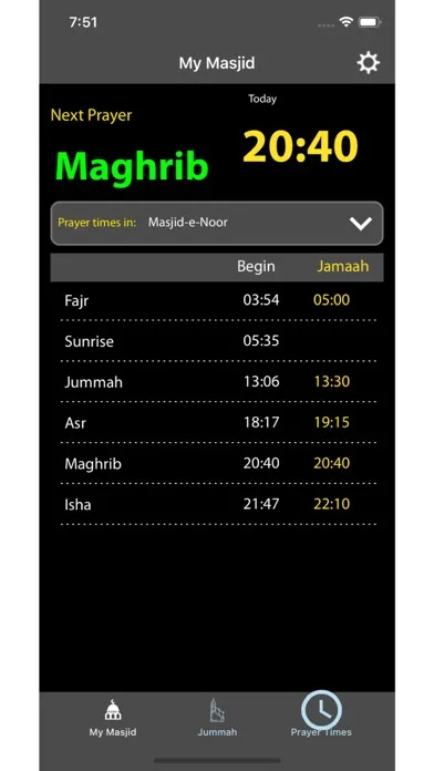 Tangkapan layar Gloucester Prayer Times