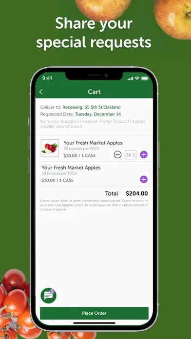 Tangkapan skrin Saad Produce Ordering