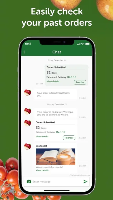Tangkapan skrin Saad Produce Ordering