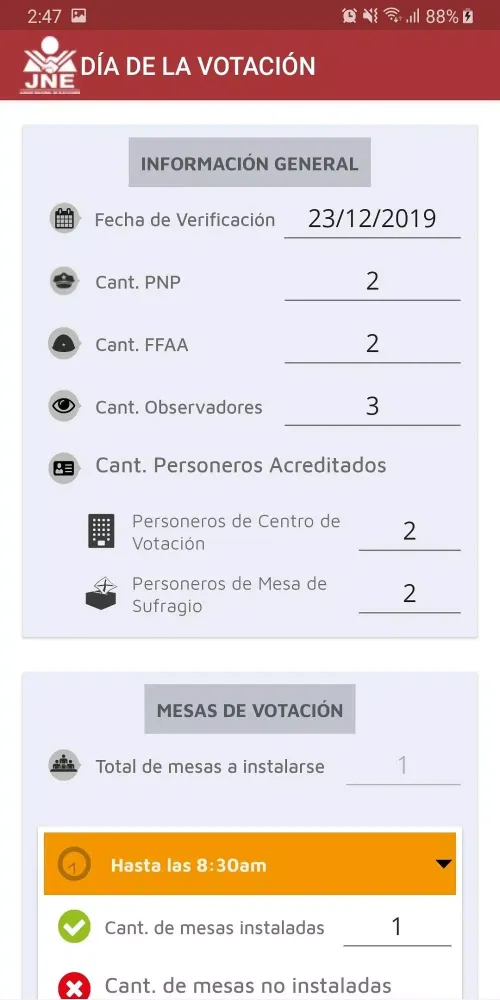 Capturas de pantalla de JNE Fiscalización FLV