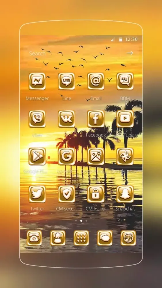 Tangkapan layar Coconut Palm Sunset Golden