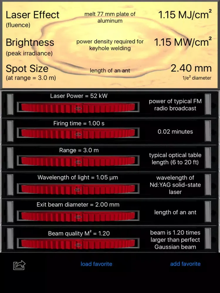 Capturas de tela do Laser Effect Calculator iPad