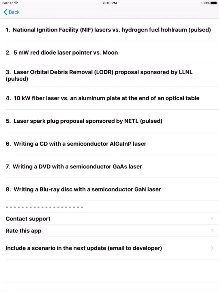 Capturas de tela do Laser Effect Calculator iPad