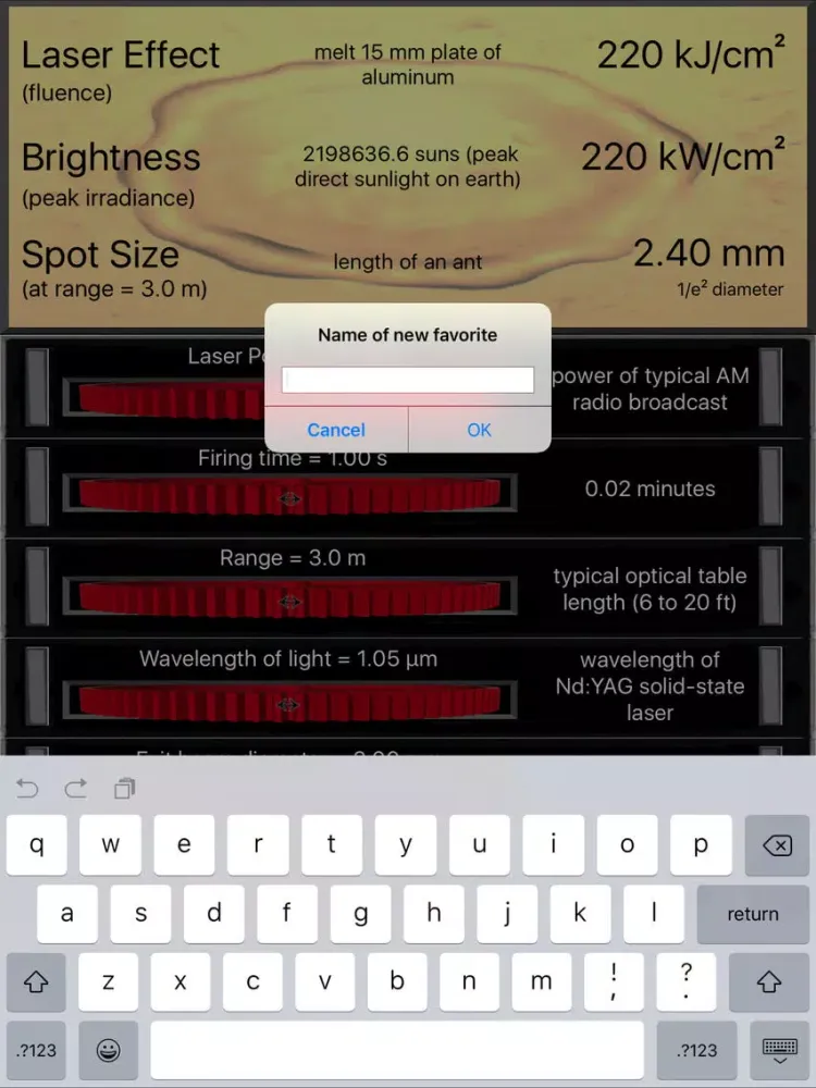 Capturas de tela do Laser Effect Calculator iPad