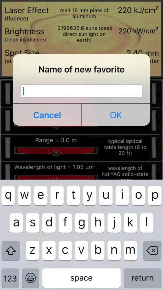 Capturas de tela do Laser Effect Calculator