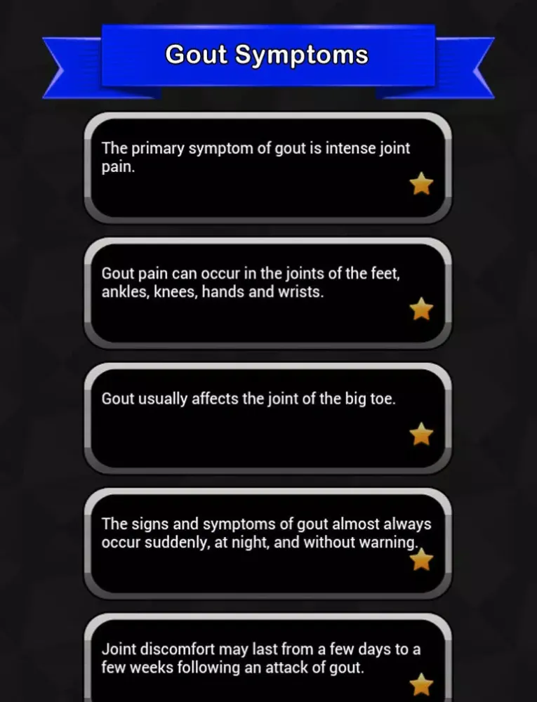 Gout Symptoms iPad  Screenshots