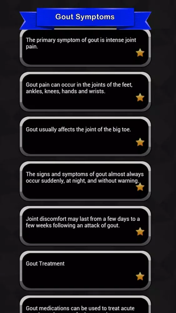 Gout Symptoms Screenshots