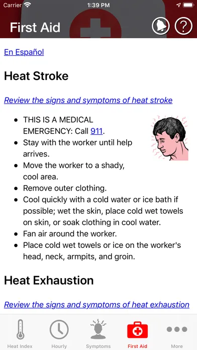 ภาพหน้าจอของ OSHA-NIOSH Heat Safety Tool