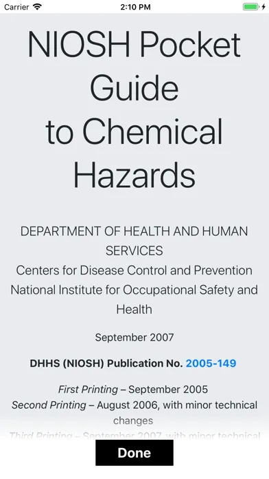NIOSH Mobile Pocket Guide スクリーンショット