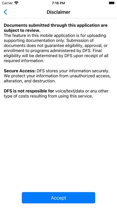 Tangkapan layar DFS Document Uploads