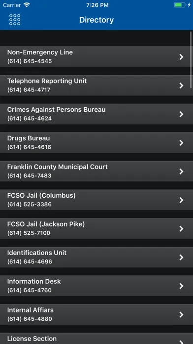Ảnh chụp màn hình của Columbus Police Mobile