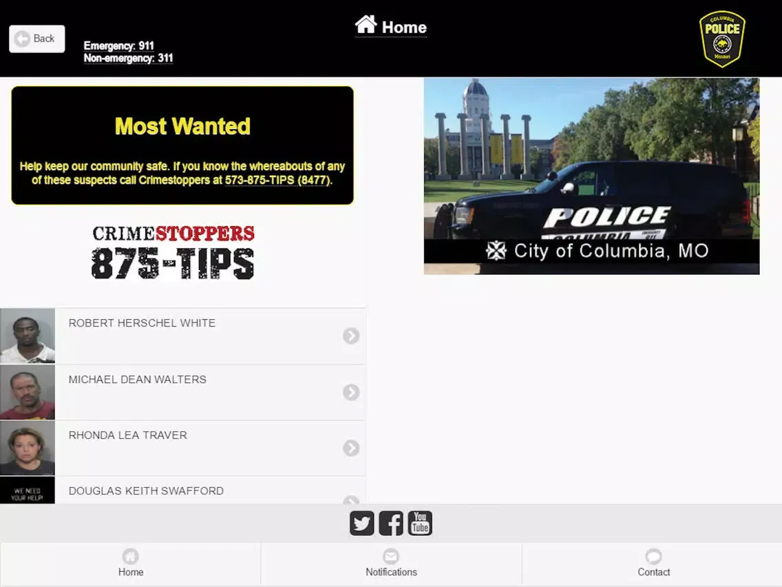 Capturas de pantalla de ColumbiaPD iPad 