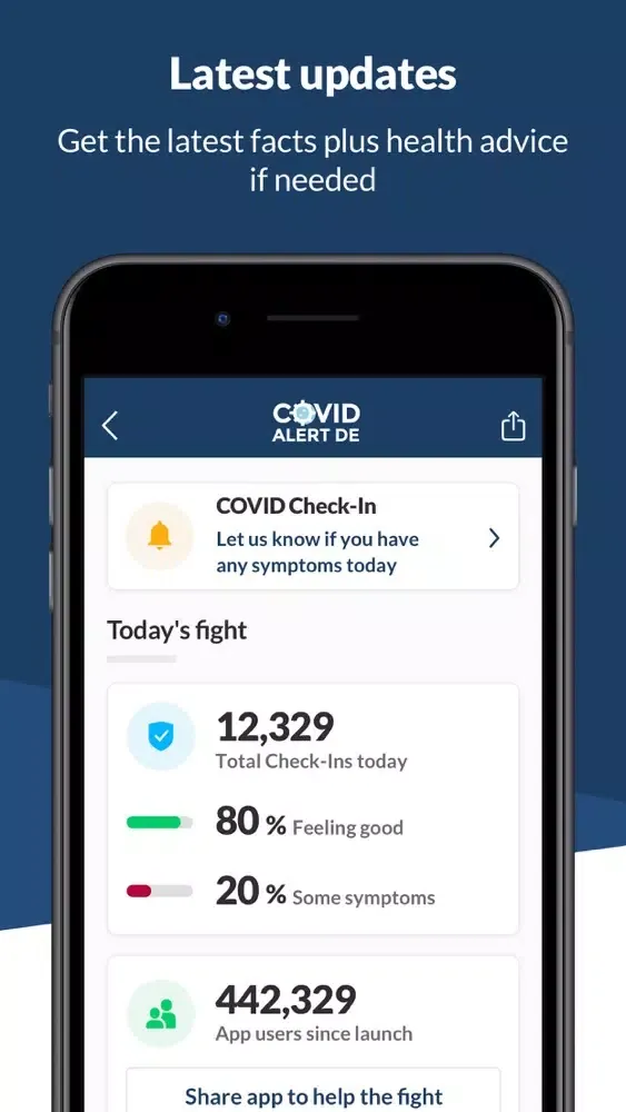 COVID Alert DE 스크린샷