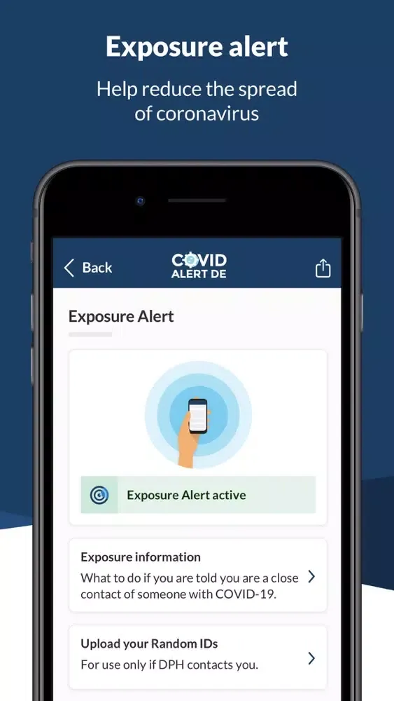 COVID Alert DE 스크린샷