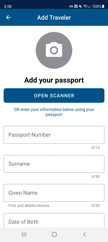 Capturas de tela do Mobile Passport Control