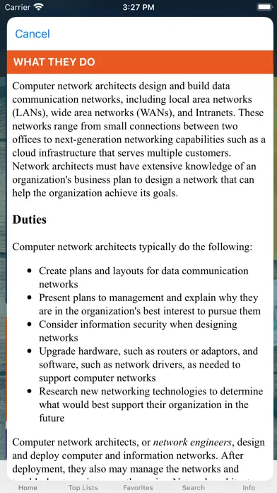 CareerInfo Screenshots