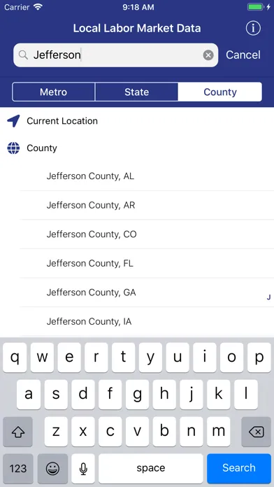 Ảnh chụp màn hình của BLS Local Data