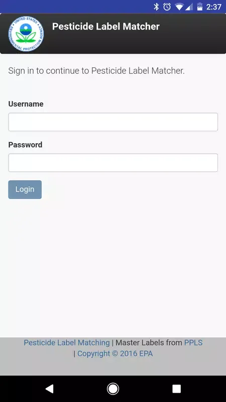 Screenshot di EPA's Pesticide Label Matcher