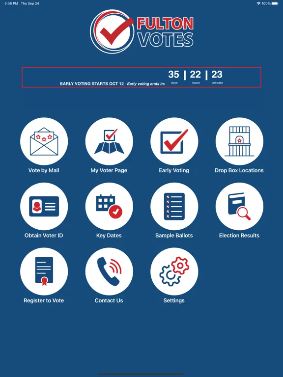 Ảnh chụp màn hình của Fulton County Votes iPad 
