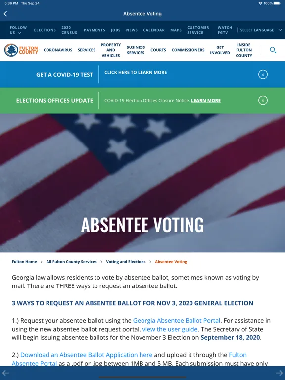 Ảnh chụp màn hình của Fulton County Votes iPad 