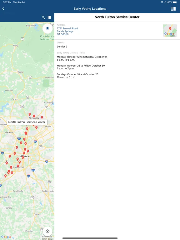 Ảnh chụp màn hình của Fulton County Votes iPad 