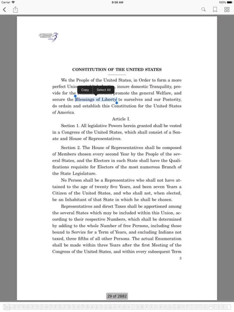 تصاویر U.S. Constitution Annotated iPad 