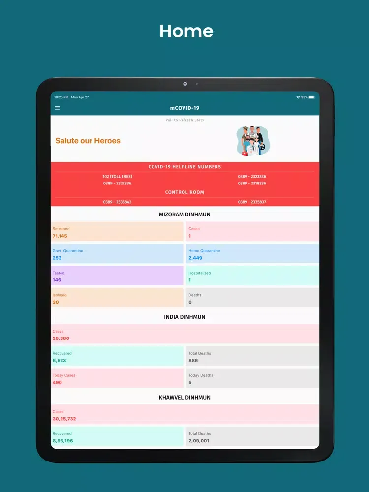 Zrzuty ekranu mCOVID-19 iPad 