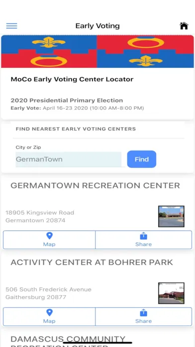 Ảnh chụp màn hình của MoCo Voters App