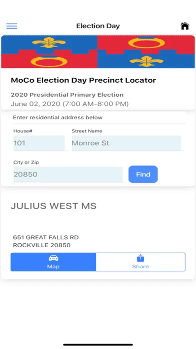 Ảnh chụp màn hình của MoCo Voters App