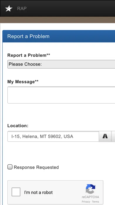 Capturas de tela do MDT Report A Problem