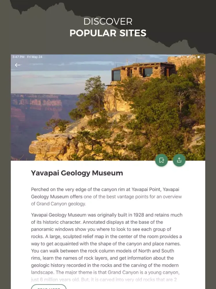Ảnh chụp màn hình của NPS Grand Canyon iPad 