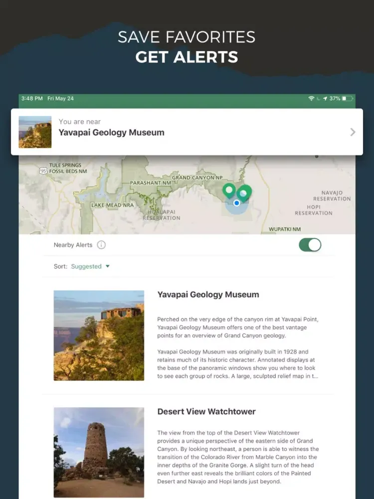Ảnh chụp màn hình của NPS Grand Canyon iPad 