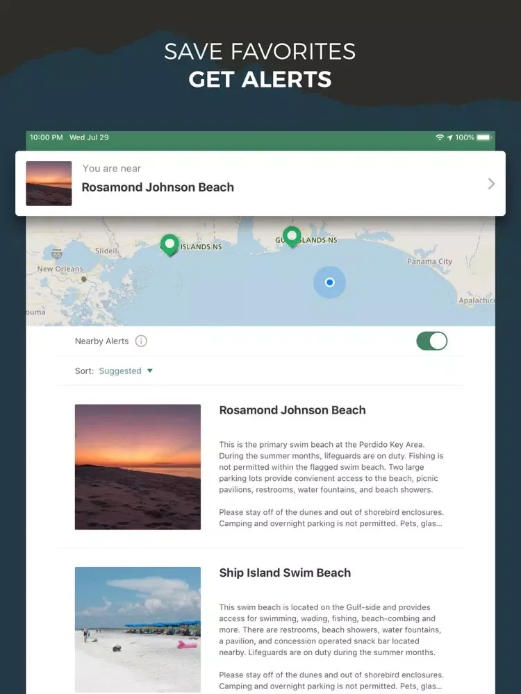 Capturas de tela do NPS Gulf Islands iPad 