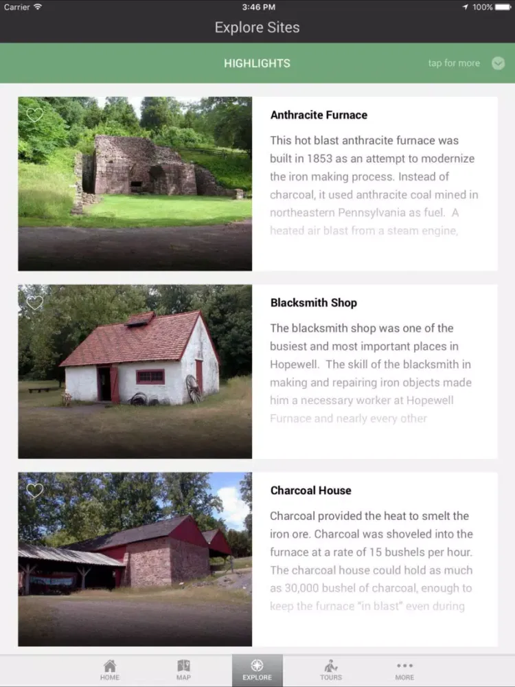 Capturas de tela do NPS Hopewell Furnace National Historic Site iPad 