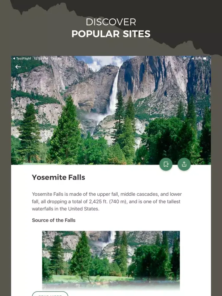 Tangkapan skrin NPS Yosemite National Park iPad 
