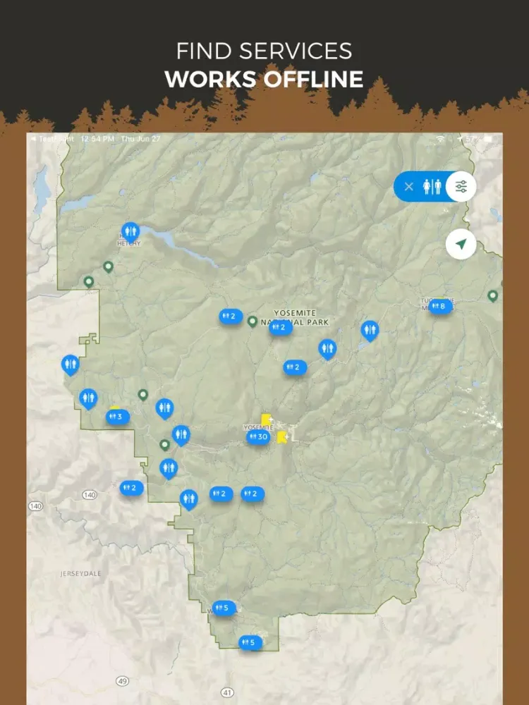 Tangkapan skrin NPS Yosemite National Park iPad 