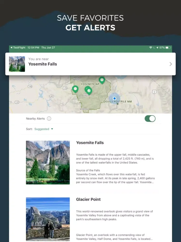 Tangkapan skrin NPS Yosemite National Park iPad 