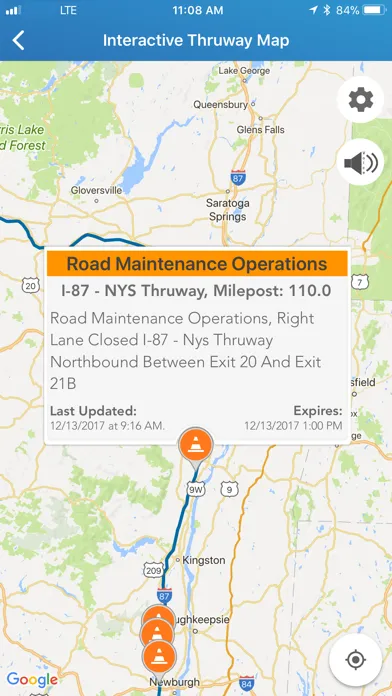 Ảnh chụp màn hình của NYS Thruway Authority