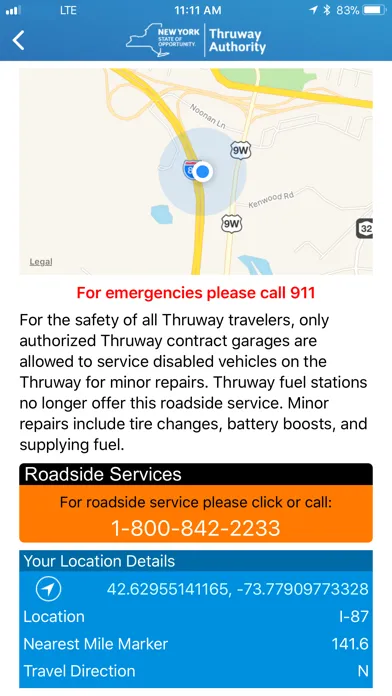 Ảnh chụp màn hình của NYS Thruway Authority