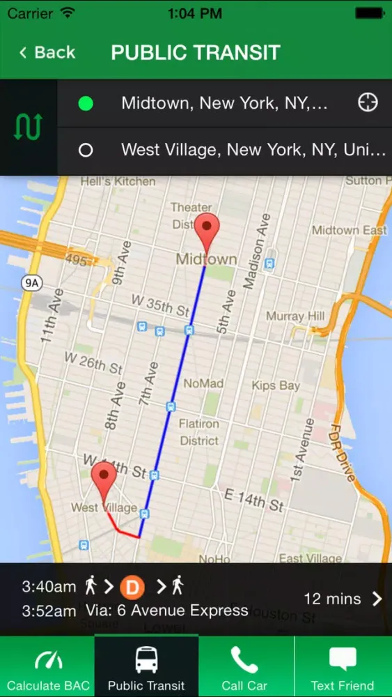 Tangkapan layar Get BAC NYC