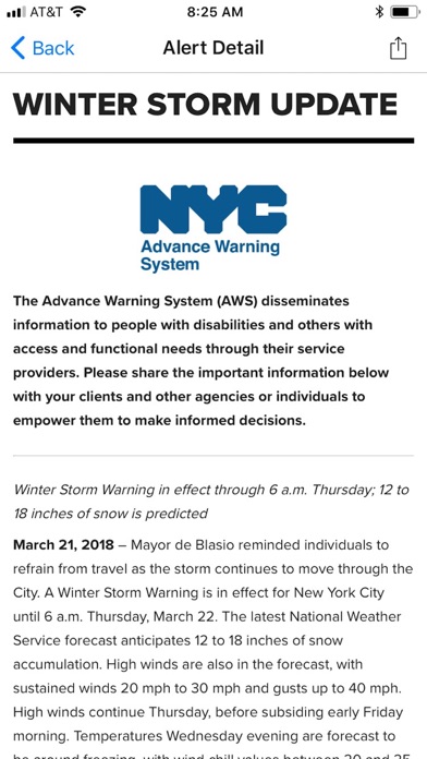 NYC Advance Warning System Screenshots