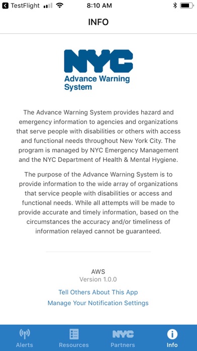 NYC Advance Warning System Screenshots