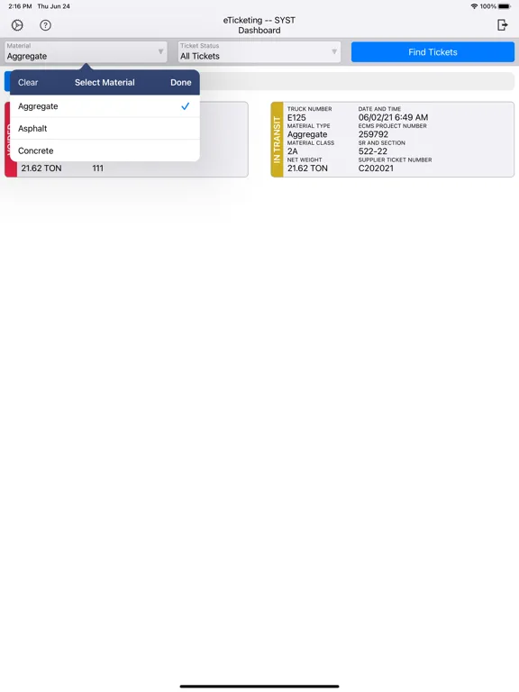 Ảnh chụp màn hình của PennDOT - eTicketing iPad 