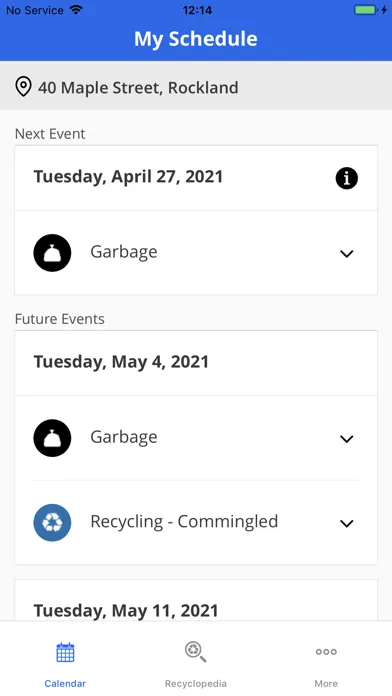 Town of Rockland's Trash App Screenshots