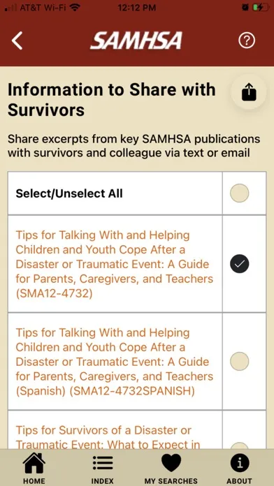Tangkapan layar SAMHSA Disaster Response App
