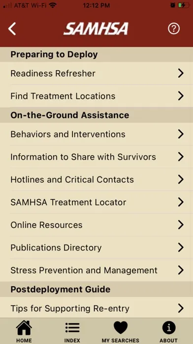 Tangkapan layar SAMHSA Disaster Response App