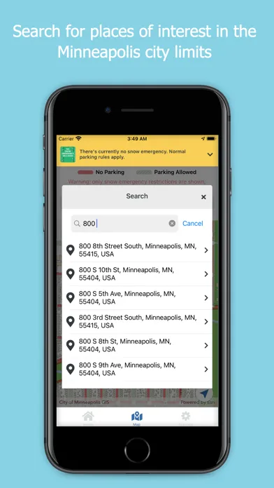 Capturas de tela do Minneapolis Snow Emergency