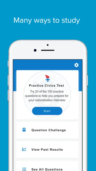 Captures d'écran de USCIS: Civics Test Study Tools