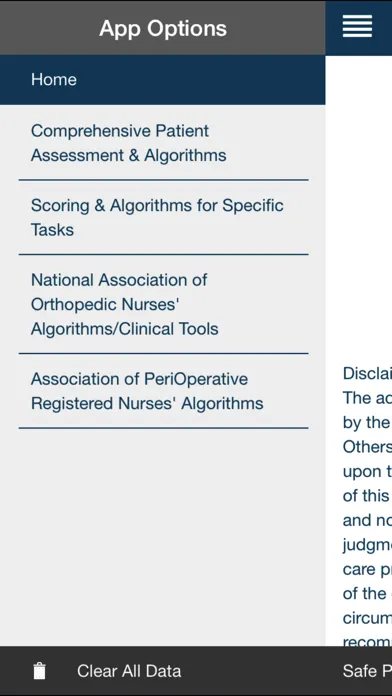 Capturas de tela do Safe Patient Handling