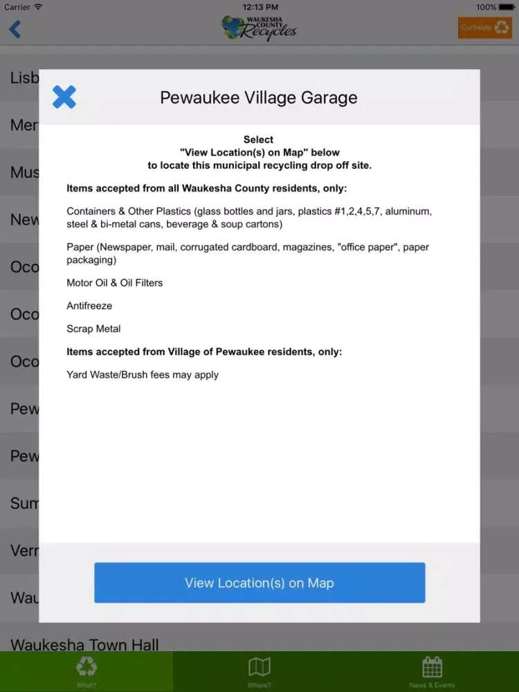 Waukesha County Recycles iPad  Screenshots